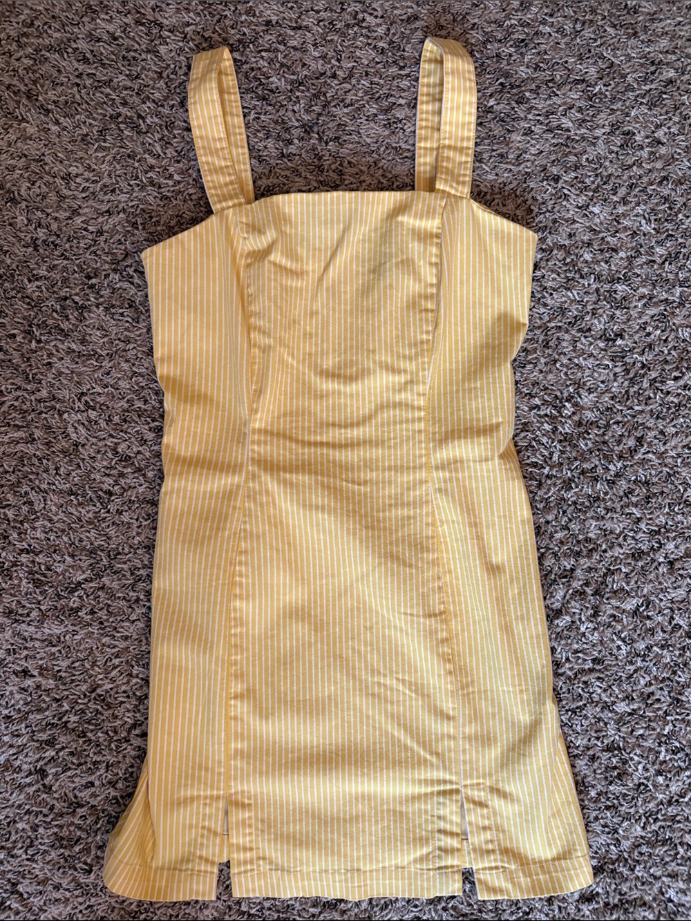Forever 21 Yellow Pinstripe Mini Dress with Straps